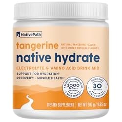 NativePath Hydrate Electrolytes Powder – Zero Sugar Drink Mix with 2,000mg BCAAs, 14 Vitamins & Minerals – Tangerine Keto Hydration for Energy & Recovery, 30 Servings