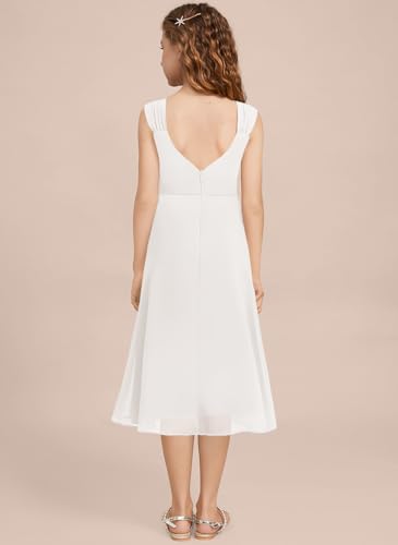 A-line Chiffon Junior Bridesmaid Dresses Teen Girl Tea-Length Flower Girl Dresses Wedding Party Birthday2