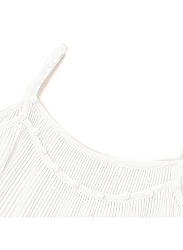 Samefar Womens White Tank Tops V Neck Cami Shirts Ruffle Flowy Hem Spaghetti Strap Sleeveless Blouses Camisole For Women, Large #TOP4