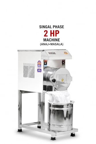 Image of MILLON 2HP Atta Chakki Commercial Flour Mill with i-Sensor Auto Clean System, Pulverizer, Masala Hopper, 12-14 Kg /hr Grinding Capacity Domestic Gharghanti for Home and Small Business Use
