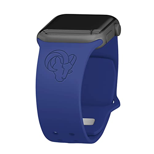 Game Time Los Angeles Rams Engraved Silicone Sport Watch Band Compatible with Apple Watch (38/40mm Blue)