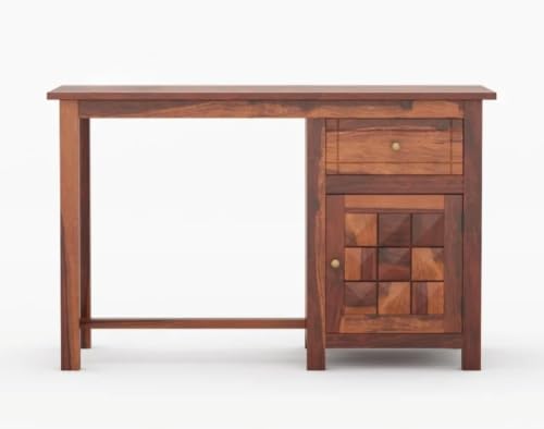 Image of Solid Sheesham Wooden Study Table & Desk with Drawer for Office and Home | Computer Laptop Table | Reading & Writing Desk | Laptop Desk (Honey D)