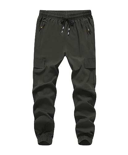 Girls Cargo Joggers Pants Youth Quick Dry Lightweight Pull-On Hiking Pants for Sports Outdoor with Zipper Pockets