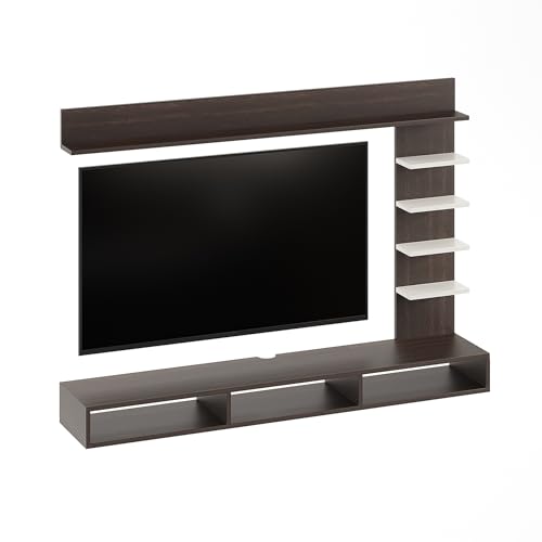 Image of FURNEASER Eplus Engineered Wood Wall Mount TV Unit /TV Stand /TV Cabinet /TV Entertainment Unit /Set Top Box Stand (Ideal for 50-55 Inch) (D.I.Y) (Wenge & White)