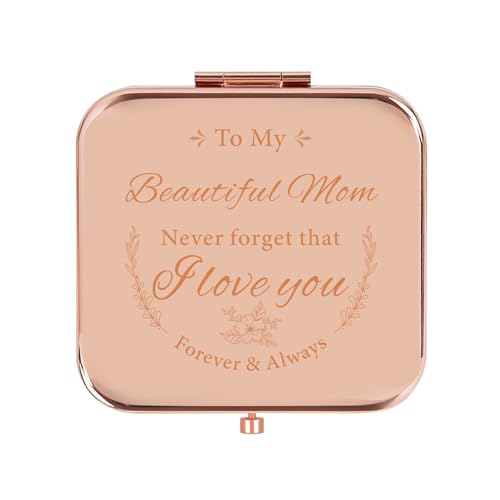 Espejo compacto cuadrado rosa dorado para mamá