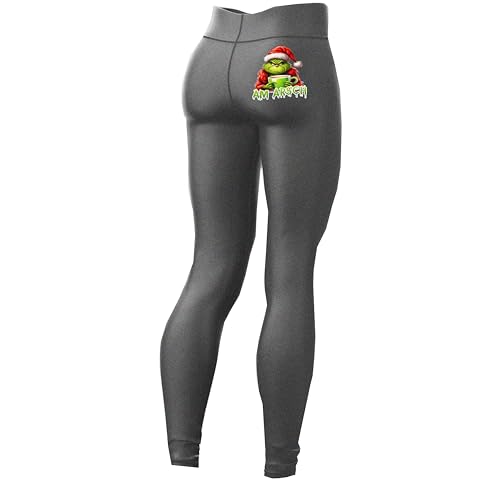 Print Deluxe Stretch Leggings mit lustigem Druck Muffel |High Waist |Elastisch Workout Fitness Yoga Sport Hose Bauchweg |Geschenk (DE/NL/SE/PL Bundweite M Schwarz)
