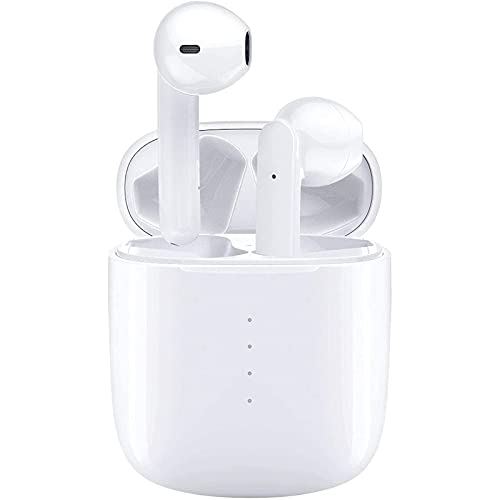 Wireless Earbud Bluetooth 5.0 Headphones with Charging Case, IPX8 Waterproof, 3D Stereo Air Buds in-Ear Ear Buds Built-in Mic, Open Lid Auto Pairing for Android Apple iPhone - White