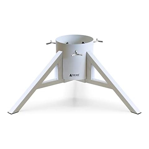 Tree Nest Christmas Tree Stand Base Tree Holder Modern Design for Real Trees up to 3m Steel Stable for Xmas Tree Decoration Geometric (Medium, White) Cover