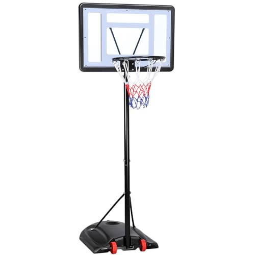 COSTWAY Basketballkorb Outdoor - Höhenverstellbar 100-305 Cm Mit Rädern