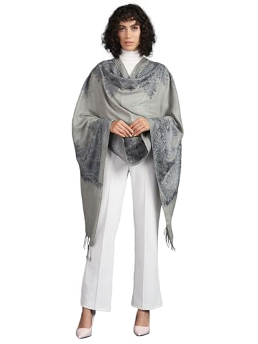 Zamour Indian Embroidery Stole Scarf Wrap, Indo Western Patterns, Perfect for Wedding Parties Full Size 30x80 inches