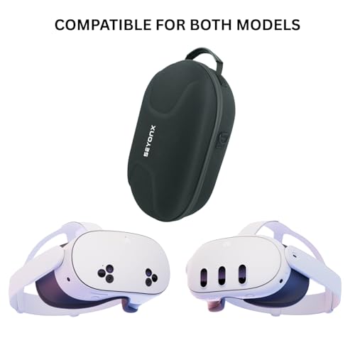 Image of Hard Carrying Case Compatible with Meta Quest 3 & Meta Quest 3S - Shockproof Travel Bag with Lens Protection | Fits Elite Strap & Controllers | Water-Resistant VR Headset Storage Box (Black).