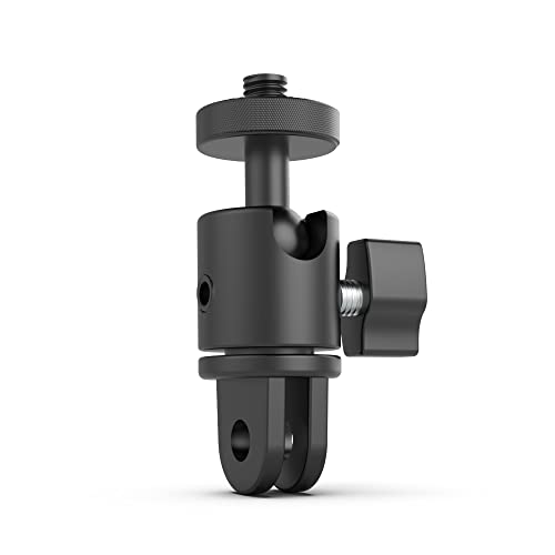 アルミニウム製 360 度回転カメラ マウント、1/4 カメラ三脚アダプター GoPro Hero 13/12/11/10/9/8/7/(2018) Black、DJI Action 5Pro/4/3、Sony、その他のアクション カメラに対応 (1/4