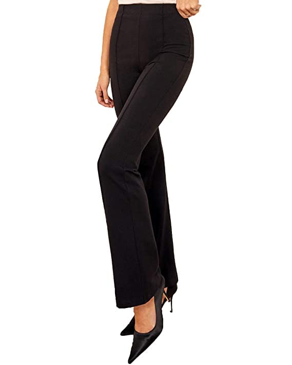 Image of Dream Beauty Fashion Women's High Waist Bell Bottom Trouser, Elastic Flared Bootcut Pants, Stretchy Parallel Leg for Casual Office Work wear