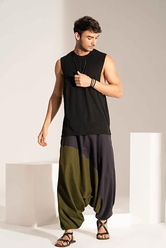 Image of The Veshti Company Stylish Harem Pants for Men's Cotton Hippie Style Baggy Oversized Yoga Pajama Pant