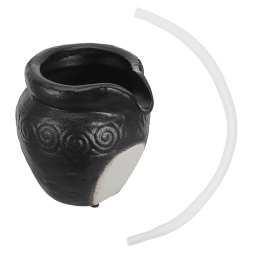 Cabilock Garden Water Fountain Ceramic Jar Fountain Topper Decorative Waterfall Jar for Outdoor Courtyard