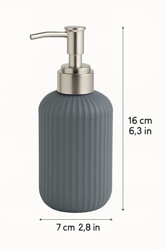 Image of LAGET 300ml Soap Dispenser for wash Basin - White Black Golden Print | Kitchen and Bathroom Accessories Items | Handwash Dispenser Bottle- Set of 2 (Metallic Blue)