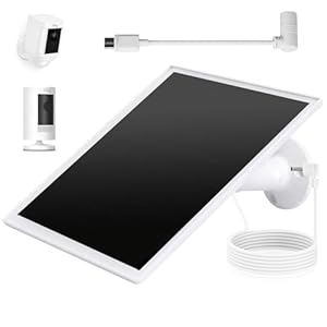 Panel solar de cámara de anillo, cargador solar de 5 W compatible con anillos Spotlight Plus/Pro, batería de cámara para exteriores, cable de 10 pies de largo con enchufe de barril de anillo a