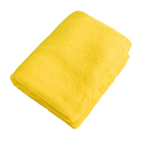Manta de forro polar de franela suave para cama, sofá, microfibra de felpa, acogedora y ligera, color amarillo claro, 50 x 70 cm