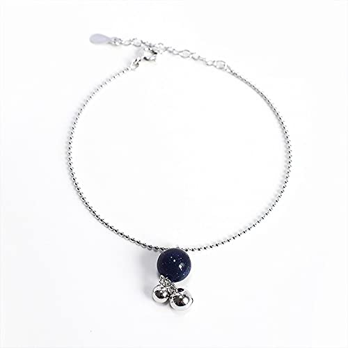 Bracelet en chaîne de perles en argent sterling, bijou quotidien au grès bleu