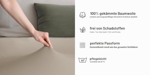DecoKing Spannbettlaken 140x200 160x200 cm 100% gekämmte Baumwolle Amber – Ansicht 5