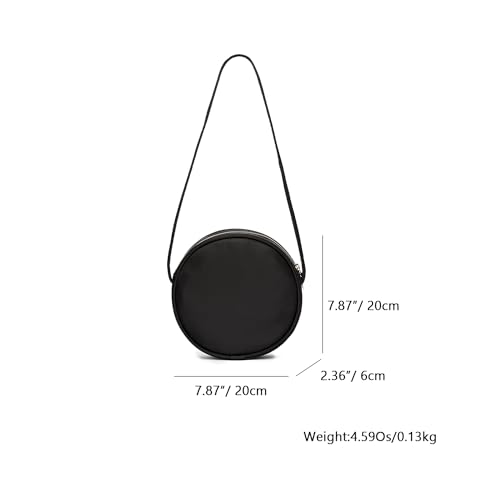 Image of Circle Crossbody Bag for Women NYLON Circle Purse with Zipper Adjustable Knot Shoulder Straps