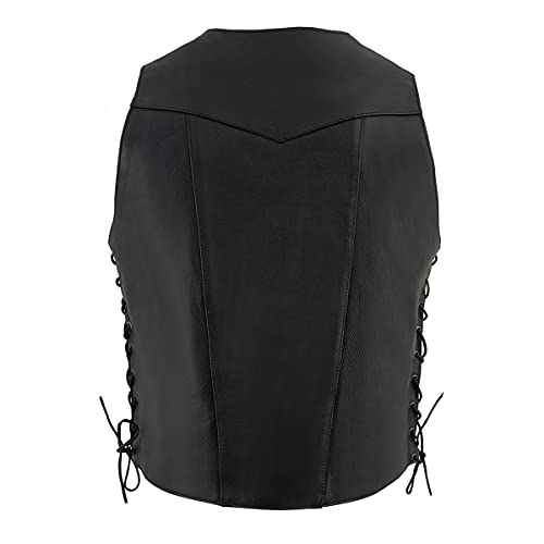 Image of Milwaukee Leather Men's Premium Leather Western Style V-Neck Motorcycle Rider Vest with Front Snap Closure |LKM|ML|SH