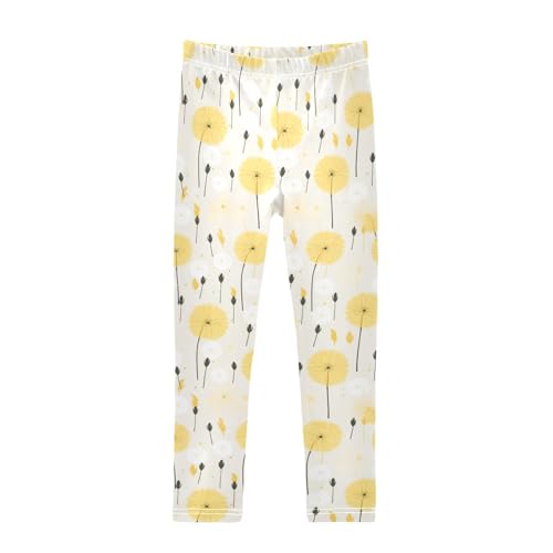 Yellow Dandelion Girls Leggings Athletic Pants Tights Stretch Bottom