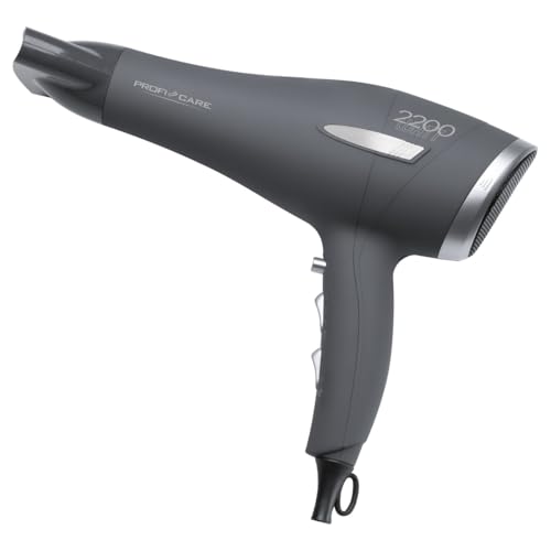 Profi Care Haartrockner mit 3 Leistungsstufen, Aufhängeöse, Haartrockner mit Cool Shot und Formdüse, 2 Gebläsestufen mit 2200W, inkl. 2 Ersatzfilter - PC-HT 3045 grau 1