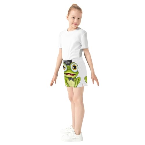 Cute Frog Gentleman Green Girls Athletic Shorts Youth Summer Comfy Activewear Kids Pajama Sleep Shorts, X-Small4