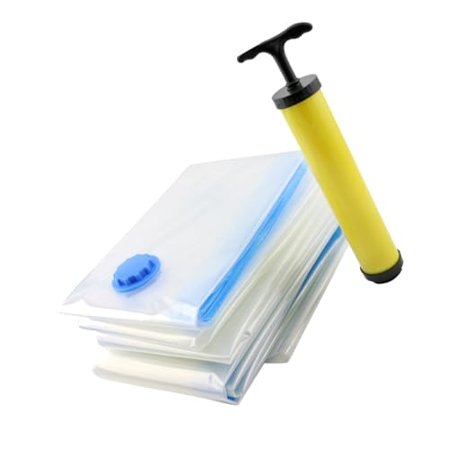 WEKAMOS 5個 衣類圧縮袋 点 真空圧縮バッグ 手動ポンプ付き 透明 大容量 防湿防塵 収納整理 寝具 衣服用 クローゼット整理に ランダムカラー