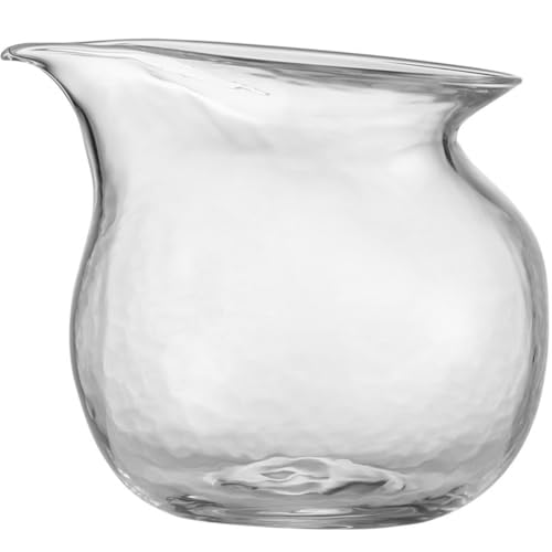 Qfmr 公道杯 茶器 250ml 高硼珪酸ガラス 冷酒グラス 片口 水滴導流口 福袋造型 酒器 贈り物適用 (250ml,とうめいしょく)