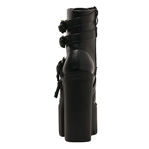 High Heels Platform Combat Boots for Women Ankle Strap Gothic Style Plus Size3