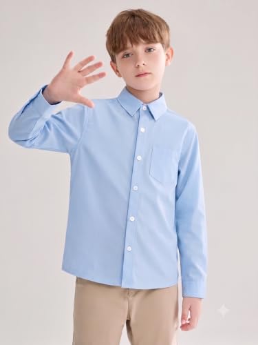 Image of Shirt for Kids | Long Sleeve Club Collar Shirts | Formal and Casual Wear | Stylish Solid Shirt for Boys and Girls | Regular Fit Buttoned and Chest Pocket