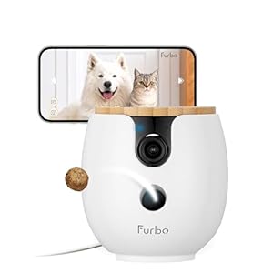 Furbo Mini 360° [New] 2K QHD Pet Camera: Dog & Cat Rotating Treat Dispenser w/Phone App, Smart Indoor Cam with 2-Way Speaker & Night Vision. No Subscription Needed. Standard See, Talk, & Toss Features