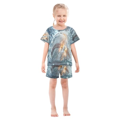 senya Short Sleeve Pajamas Sets Summer Cotton Sleepwear Water Baseball3