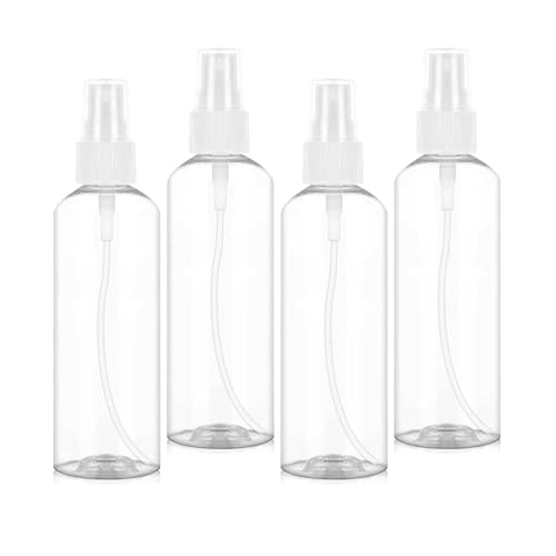 SOPSTUO 100ml Spray Bottles - 4 Pack Fine Mist Atomiser Empty Travel Spray Bottles for Toiletries Perfume Toners Rose Water Cosmetics