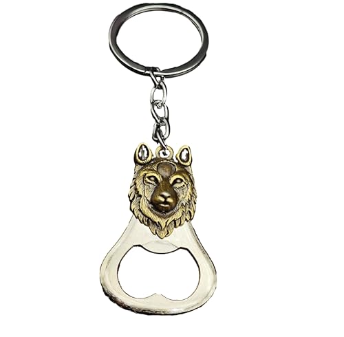 IZROLO Apribottiglie a forma di animale, creativo, portachiavi, super bar, apribottiglie in lega di zinco (Wolf02)