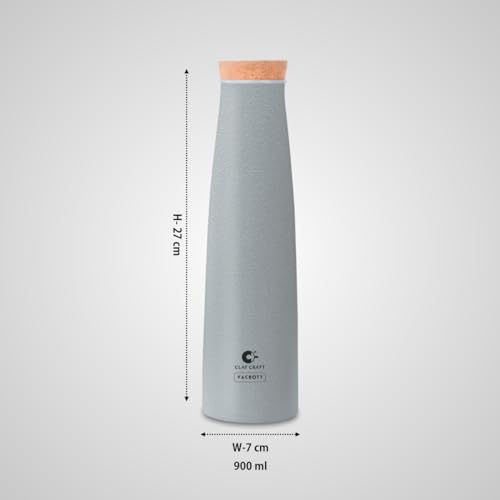 Image of Clay Craft Vacbott Chariott Cork Single Walled Non Insulated Water Bottle, 900ml (Grey - 1 PC) Steel Water Bottles for School, Office, Home, Gym, Water Bottle for Men Leakproof, Rust free Steel Bottle