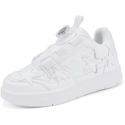 JMFCHI SPORTS Boys Girls Sneakers Lightweight Tennis Running Walking Athletic Sports Casual Shoes White Big Kid Size 3 Cover