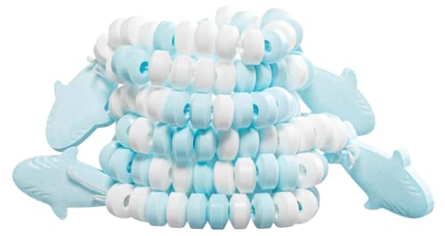 50 Shark Candy Bracelets, Cool Blue Candy for Under the Sea and Baby Shark Party Favors, Decorations and Goody Bag Fillers, Individually Wrapped In a Convenient Display Tub, Bulk Pack of 50, By 4YoreElves