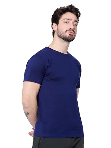 Image of BEYOUNG Cotton Regular Fit Plain T-Shirt for Men | Flexible Round Neck | Casual T-Shirt | Solid T-Shirt | Half-Sleeves | Stylish T-Shirt