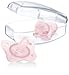 Chicco PhysioForma Mini Orthodontic Pacifier for Babies 0-2 Months, Ultra Light & Small, 100% Soft Silicone, Supports Breathing, One-Piece Design, Included Sterilizing Case, BPA Free, 2-Pack, Pink