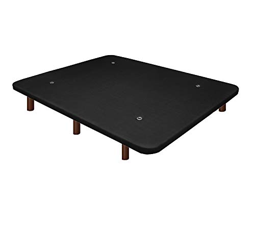 Duérmete Online Base Tapizada 3D Reforzada | Anti Ruido con 5 Barras de Refuerzo | Válvulas de Ventilación | 6 Patas Madera Color Wengue, Negro, 90x190