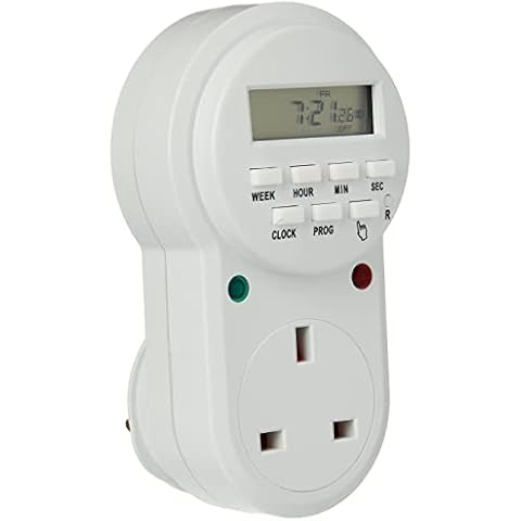 Electronic digital mains Timer Socket Plug-in with LCD Display 12/24 Hour 7 Days Cover