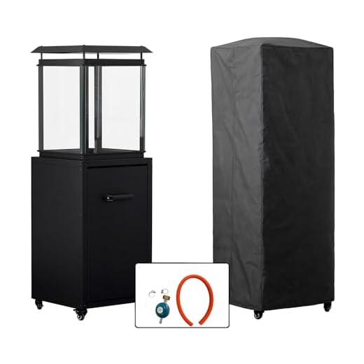 TEMPO STYLE - Estufa de gas de exterior Raven | Calentador de propano de 8 kW con cubierta, regulador y rocas decorativas | calentamiento rápido 360°, diseño moderno, apta para bombonas de 5-11 kg