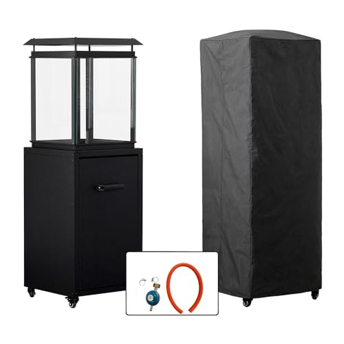 TEMPO STYLE - Stufa a Gas da Esterno Raven | Riscaldatore a Propano 8kW con Copertura, Regolatore e Rocce Decorative | Riscaldamento Rapido 360°, Design Moderno, Adatta a Bombole 5-11kg