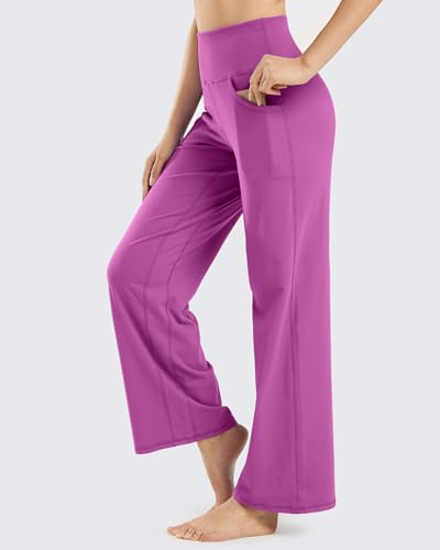 Image of Promover Wide Leg Pants Woman Yoga Pants with Pockets Stretch Loose Casual Lounge Sweatpants Petite /Regular /Tall