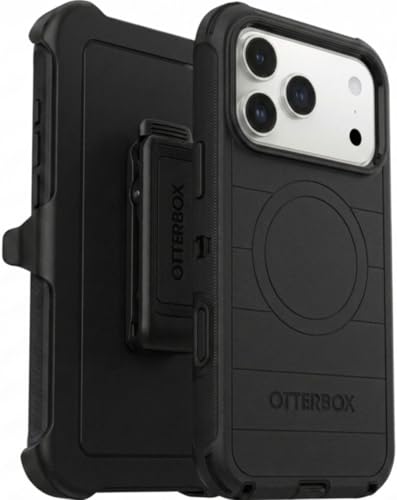 OtterBox iPhone 17 Pro Max (Only) - Defender Series Case - Black - Includes Holster Clip Kickstand - Snaps on MagSafe - Tough - Rugged & Durable