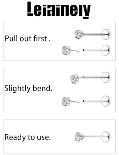 20/18/16G Threadless Nose Rings Flat Back Stud Earrings Piercing Jewelry for Women Men 6/7/8mm Push In Bar Cartilage Tragus Lip Medusa Monroe Labret Stud Hypoallergenic Surgical Steel3