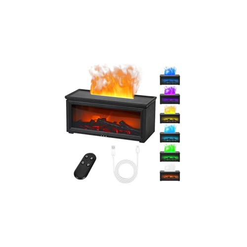 Difusor de Aromas con Chimenea 3D, 250ml Humidificador con Mando...